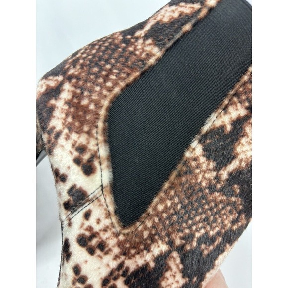 Charles by Charles David Panama Faux Fur Boots Brown Black Animal Print Pointy - Picture 11 of 12